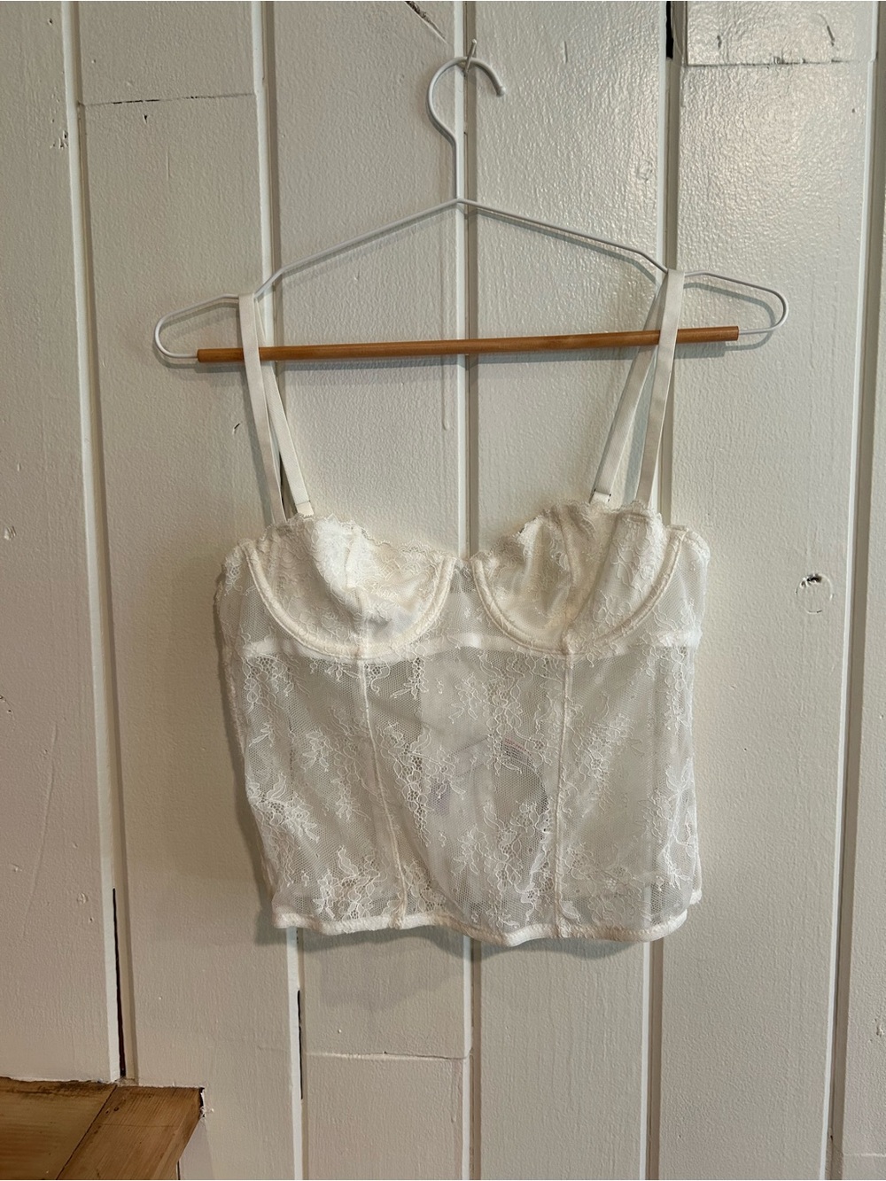 Urban Outfitters White Lace Bustier Crop Top